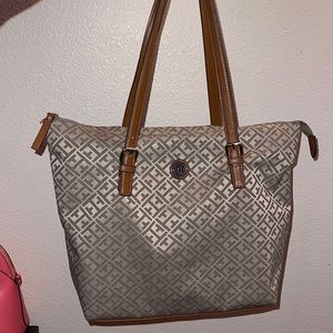 Light Brown Tommy Hilfiger work tote.